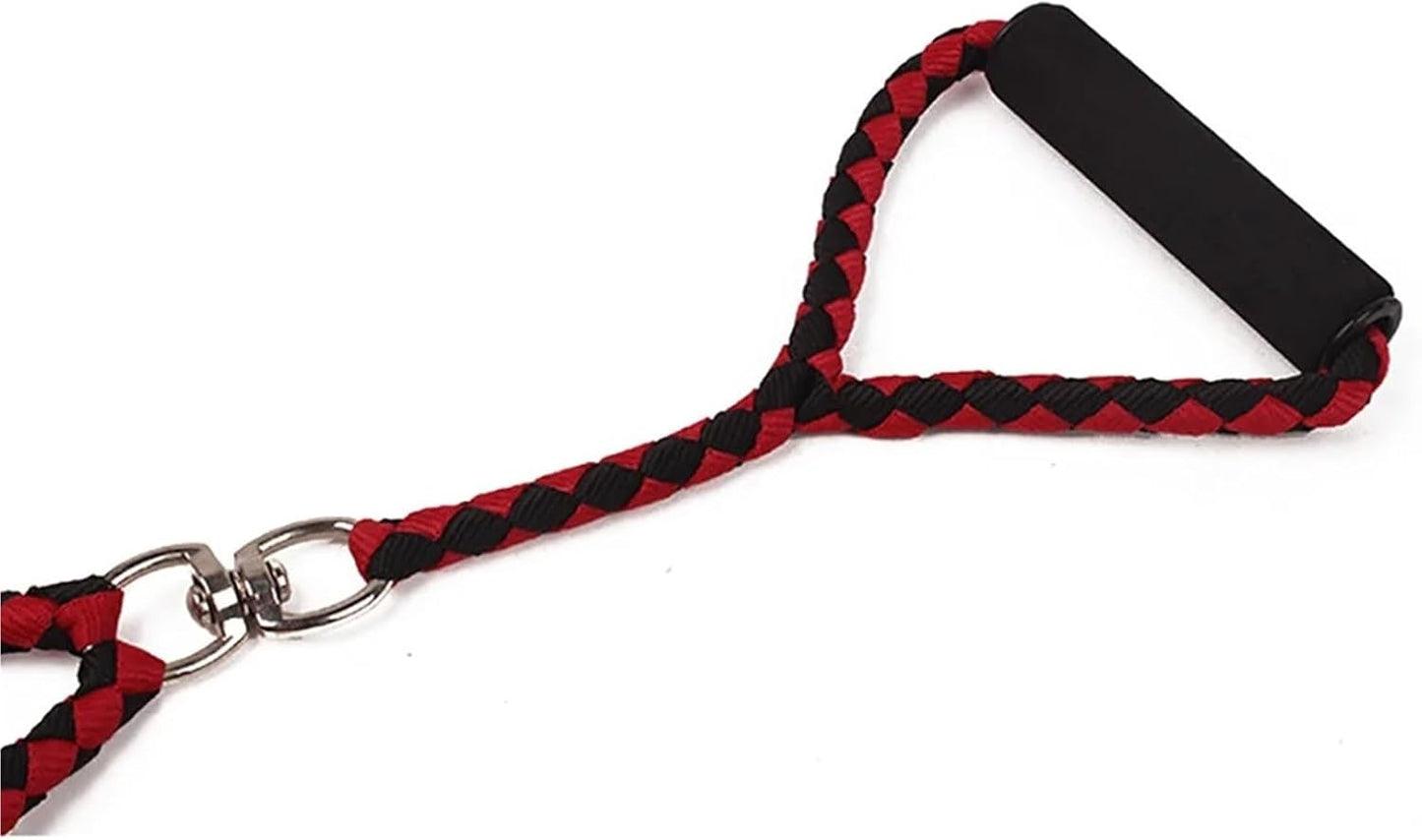 Red and Black Double Dog Leash and Collar Set - 1.4m Long - Durable Pet Lead for Dogs