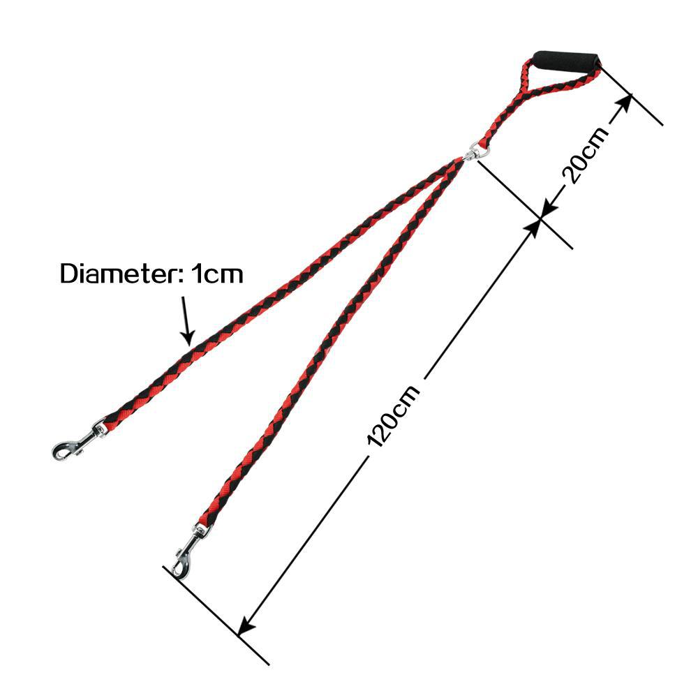 1.4m Double Dog Leash with Red and Yellow Design - Adjustable Pet Harness Lead for Dogs
