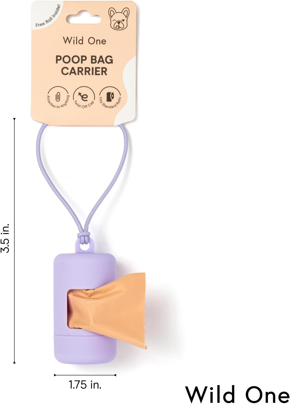 Dog Poop Bag Holder and Dispenser with Leash Attachment, Leak Proof, Easy Twist Top for Refills, Includes 1 Roll Poop Bags, Navy