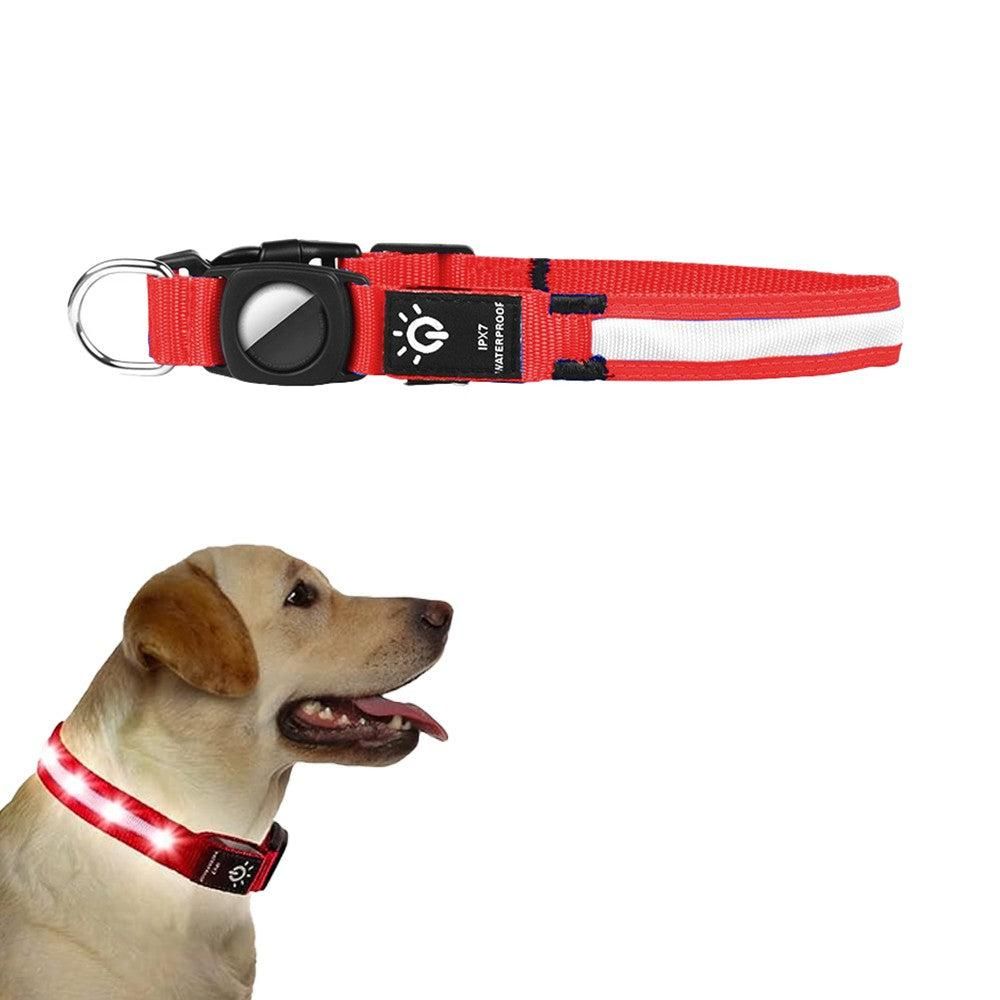 Luminous LED Pet Dog Collar Light-up USB Rechargeable Dog Collar Red - M