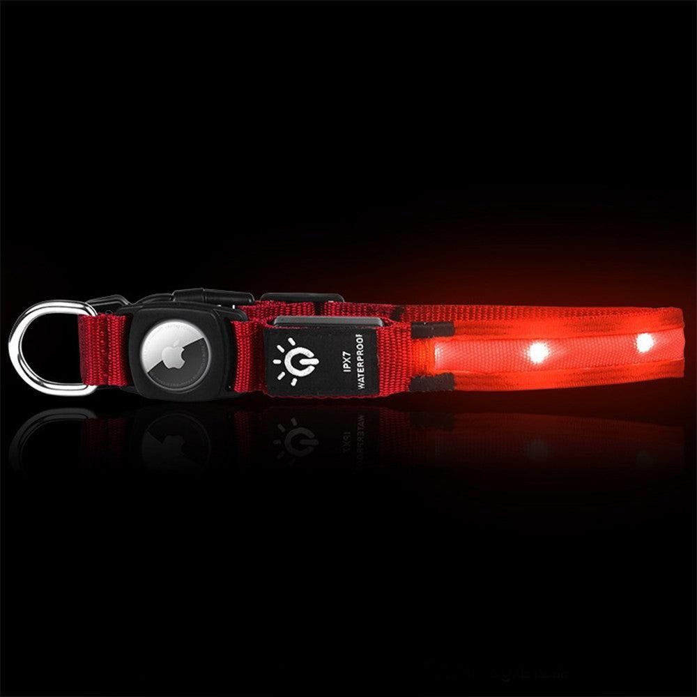 Luminous LED Pet Dog Collar Light-up USB Rechargeable Dog Collar Red - L