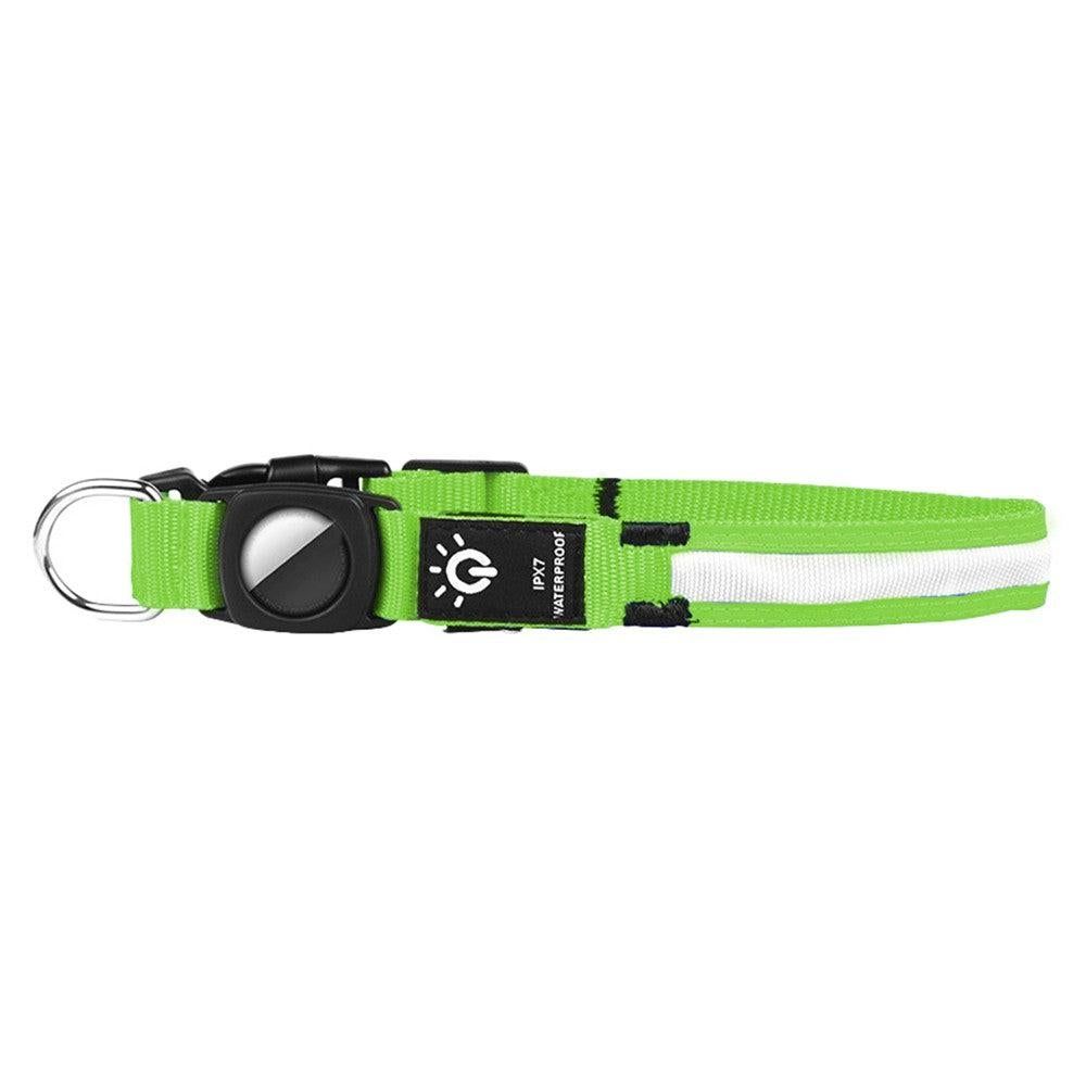 Luminous LED Pet Dog Collar Light-up USB Rechargeable Dog Collar Green - S