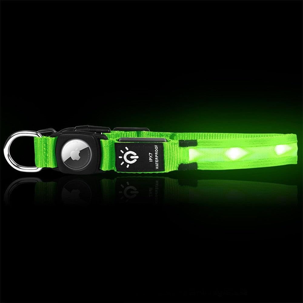 Luminous LED Pet Dog Collar Light-up USB Rechargeable Dog Collar Green - S