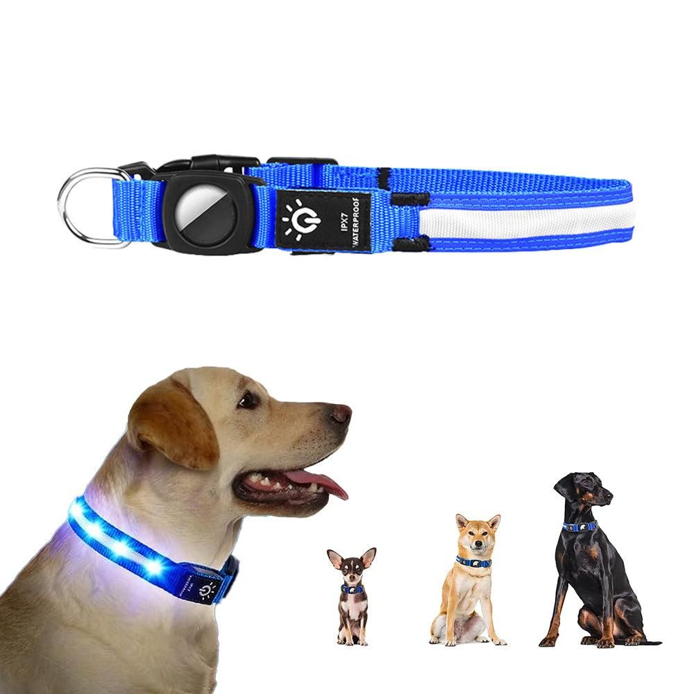 Luminous LED Pet Dog Collar Light-up USB Rechargeable Dog Collar Blue - L