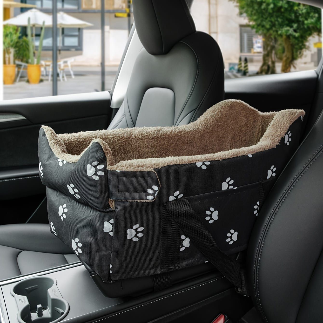 Portable Pet Carrier Car Seat for Small Dogs and Cats, Versatile Travel Pet Bed with Elevated View to Reduce Car Sickness, Water-Resistant Oxford Fabric, Secure Strap for Safe Rides, (Black)