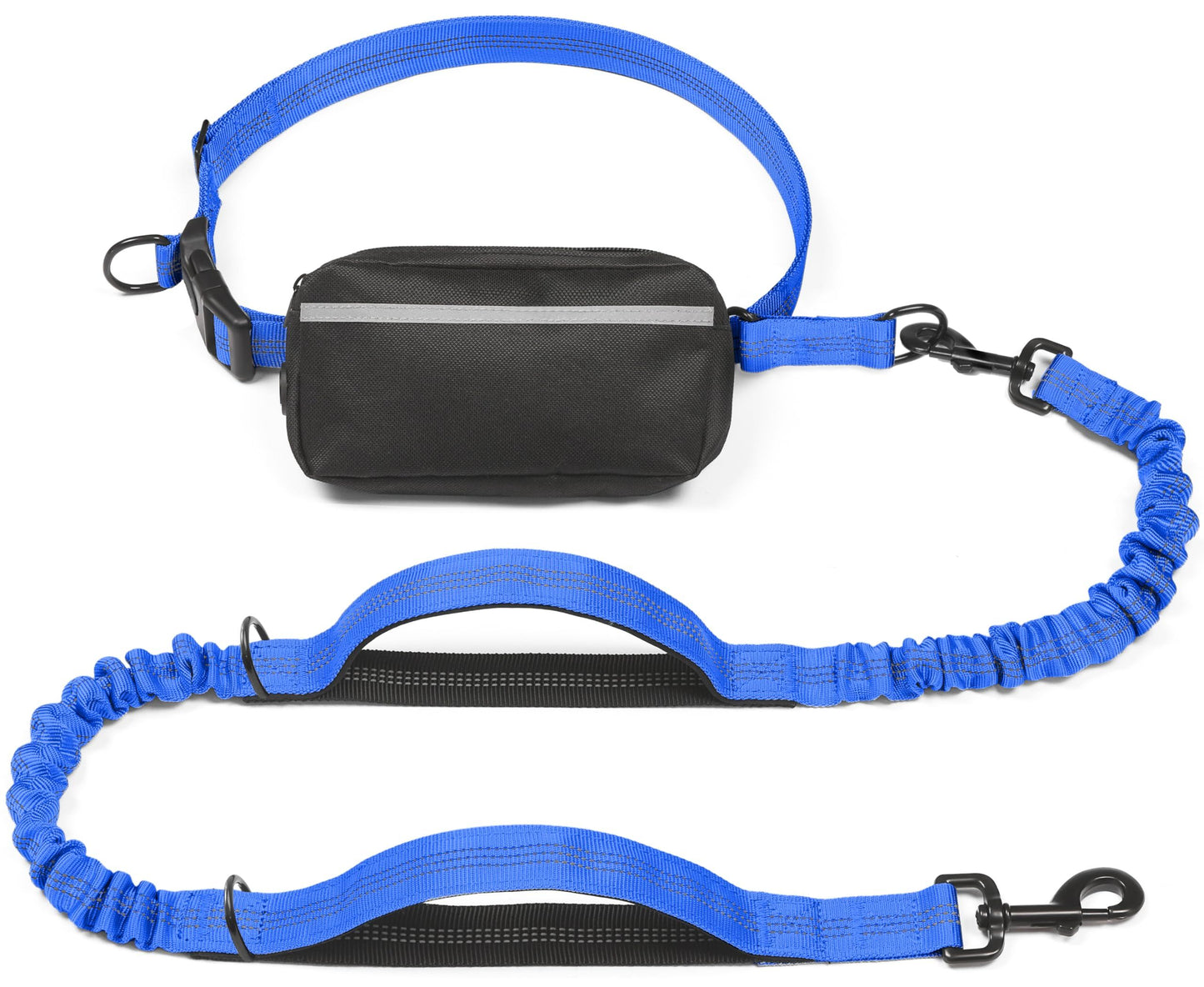 Hands-Free Dog Leash with Waist Belt and Storage Pouch, Shock-Absorbing Bungee Leash for Running, Walking, and Outdoor Adventures, Reflective Safety Design for Night Walks (Rose)