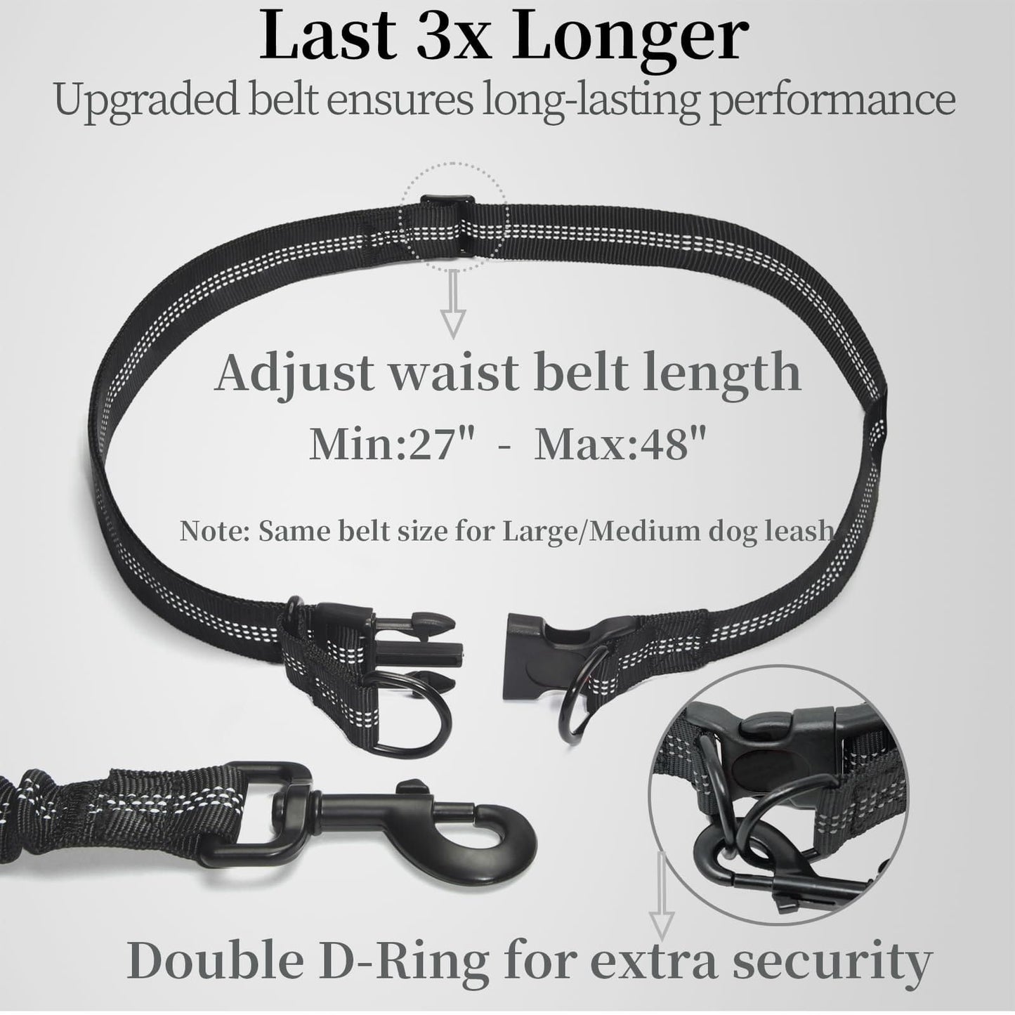 Hands-Free Dog Leash with Waist Belt and Storage Pouch, Shock-Absorbing Bungee Leash for Running, Walking, and Outdoor Adventures, Reflective Safety Design for Night Walks (Rose)