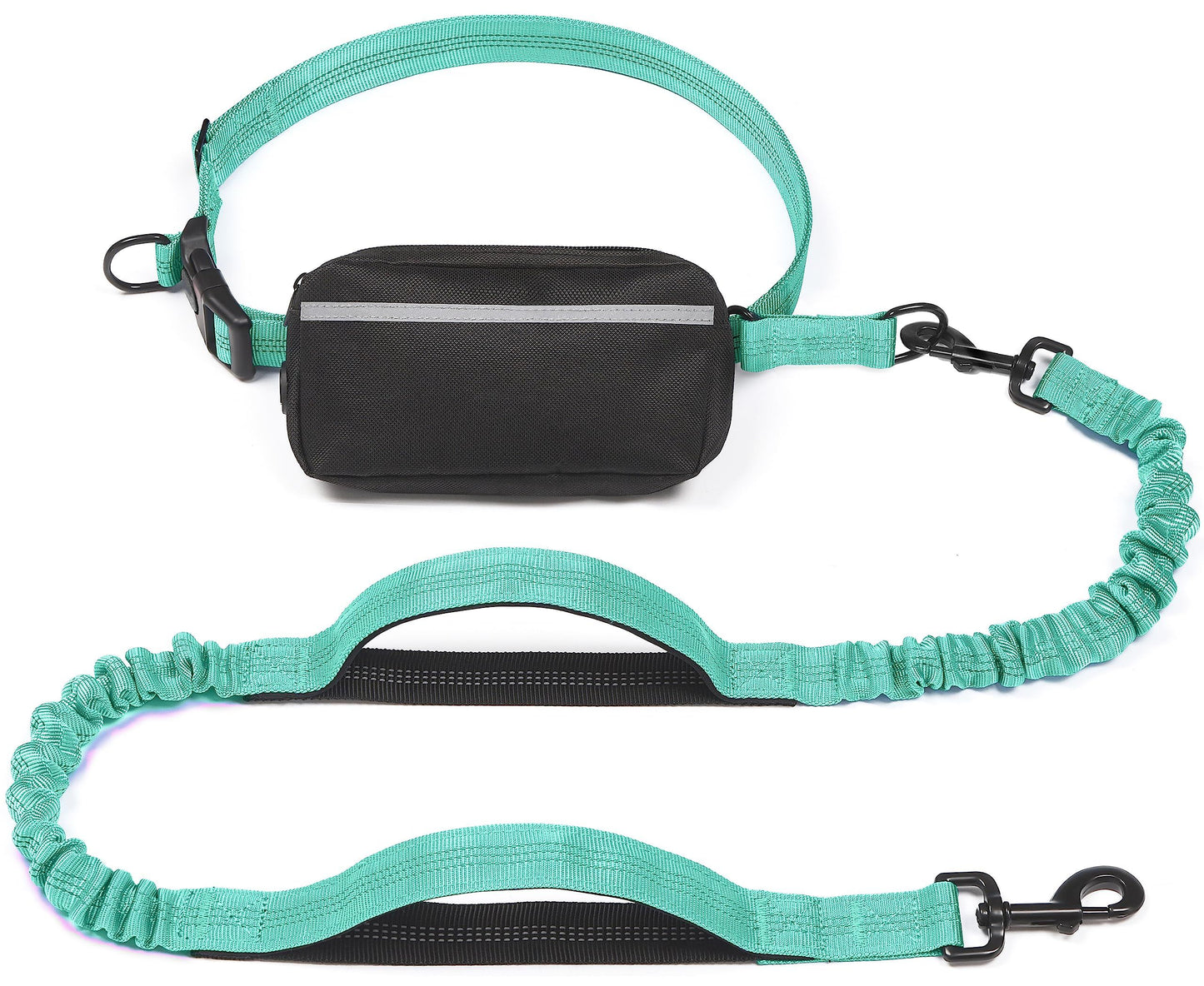 Hands-Free Dog Leash with Waist Belt and Storage Pouch, Shock-Absorbing Bungee Leash for Running, Walking, and Outdoor Adventures, Reflective Safety Design for Night Walks (Rose)