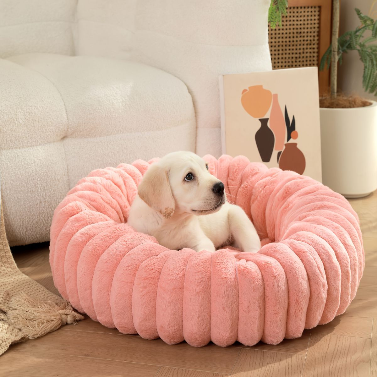 Pet Bed Dog Bed Cat Bed Small Dog Bed Medium Dog Bed Plush Pet Bed All-Season - White - Size 50-20-20