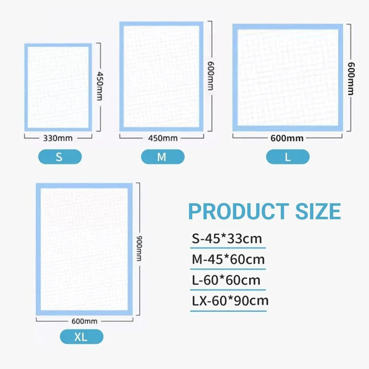 Large Puppy Dog Training Pads Pet Toilet Thickened Pee Pads Mat Indoor Absorbent - M ( 60*45cm) - 50PCS
