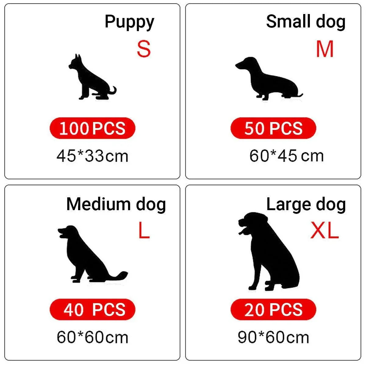 Large Puppy Dog Training Pads Pet Toilet Thickened Pee Pads Mat Indoor Absorbent - M ( 60*45cm) - 50PCS